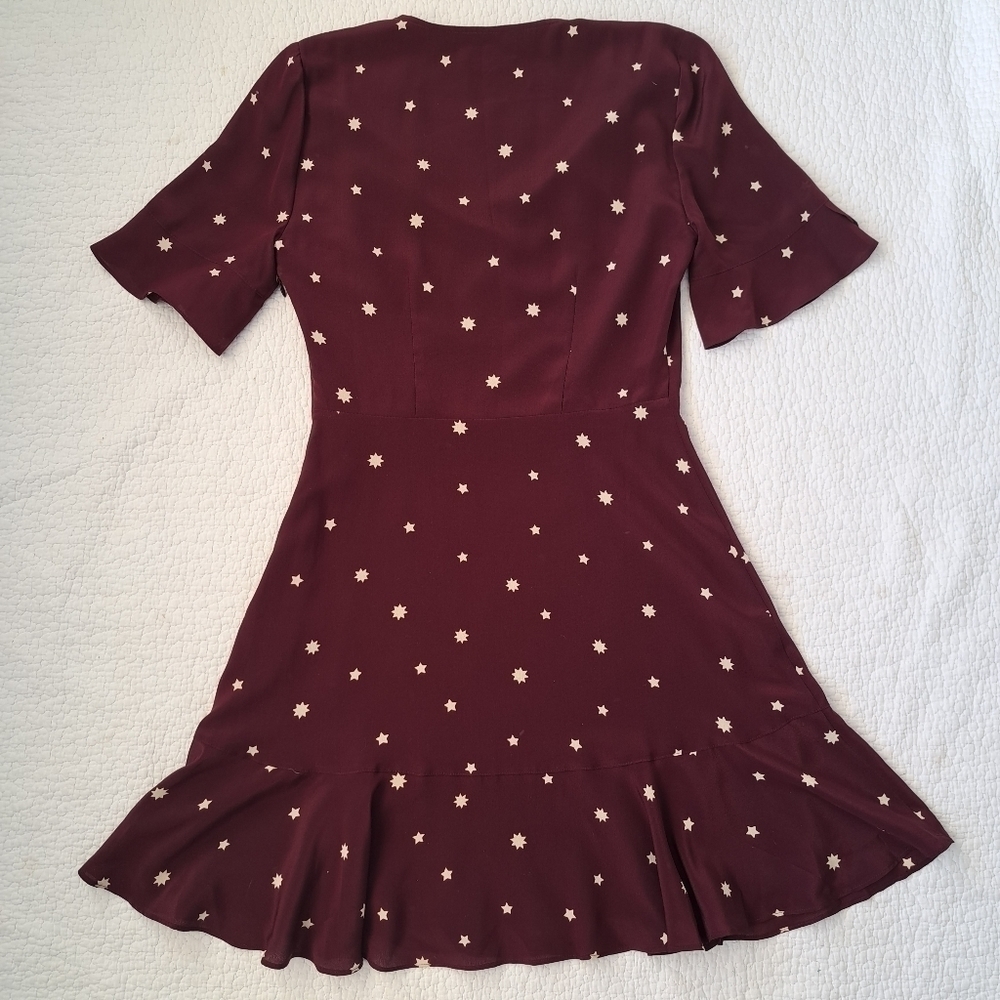 MADEWELL Silk Burgundy Star Print Dress - Picture 3 of 7